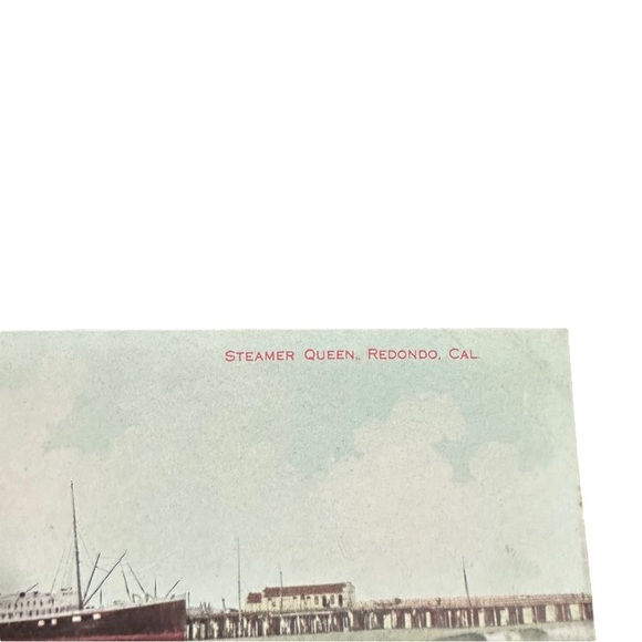 Vtg 1910s Postcard Steamer Queen Ship Beach Dock Redondo California CA Ocean - Picture 2 of 4